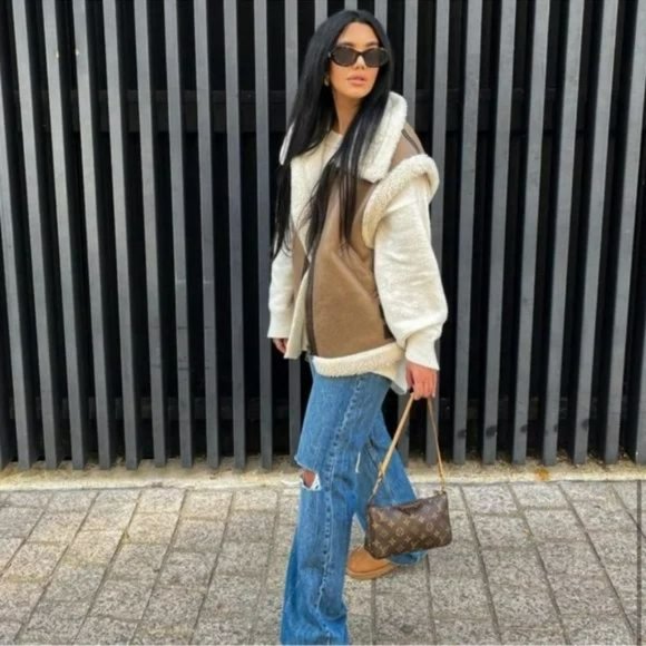 ZARA COMBINATION DOUBLE FACE FLEECE VEST - Picture 13 of 16